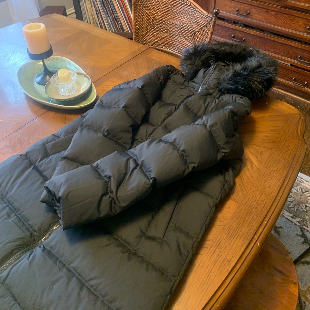 Lands' End Black Long Puffer Coat